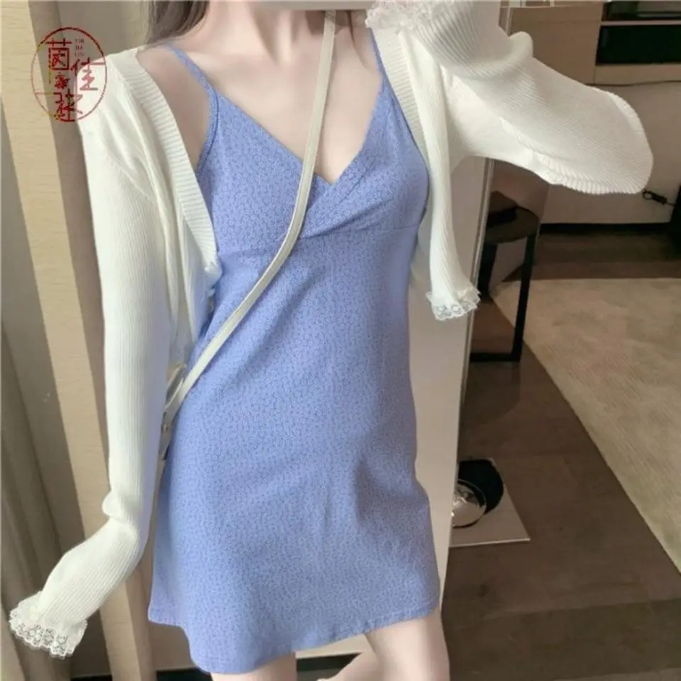 

Floral dress women's summer 2021 new net red temperament sexy slim student suspender skirt short skirt