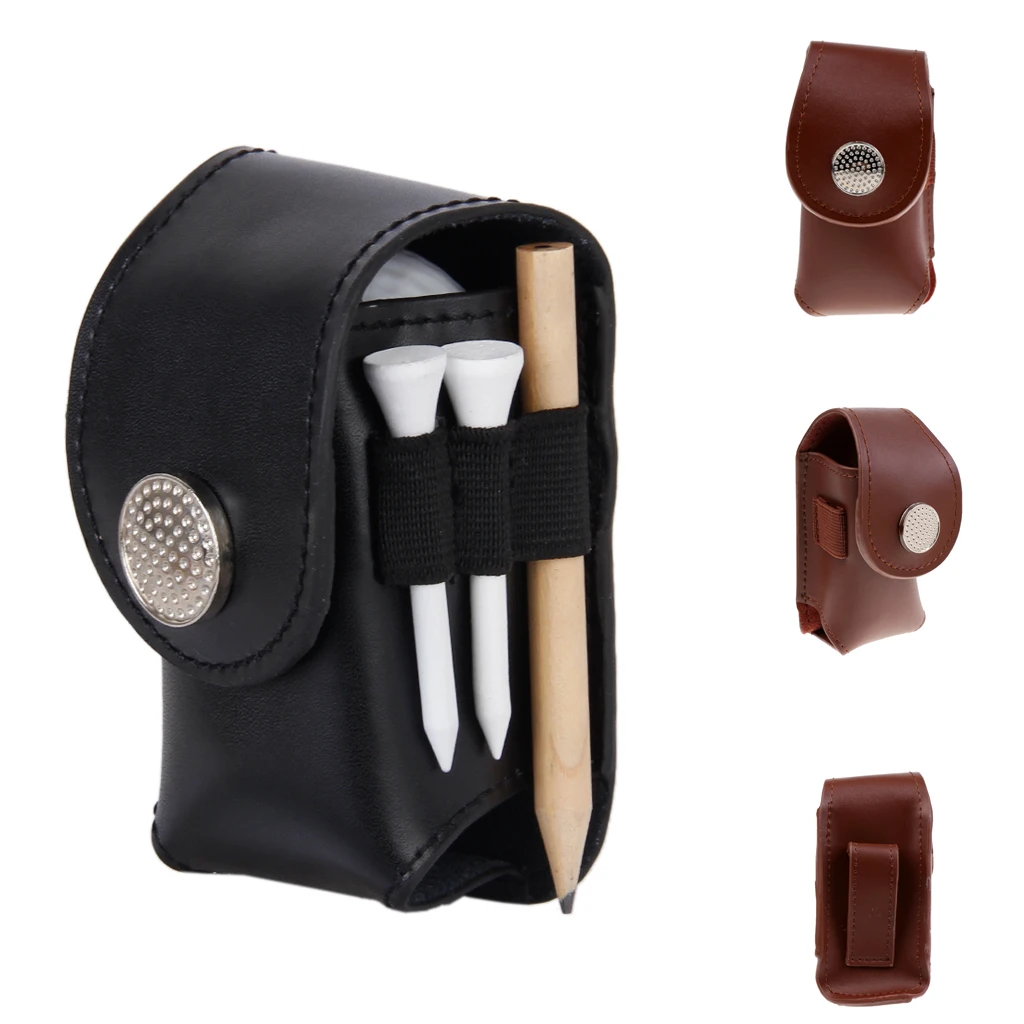 

Mini Portable Leather Clip On Golf Ball Holder Pouch Tees Storage Bag