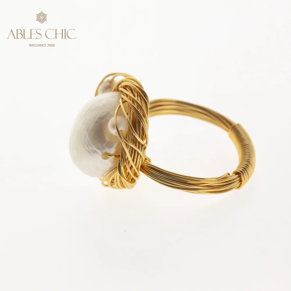 Винтажные кольца ручной работы в стиле барокко 14K золотого оттенка обмотанная