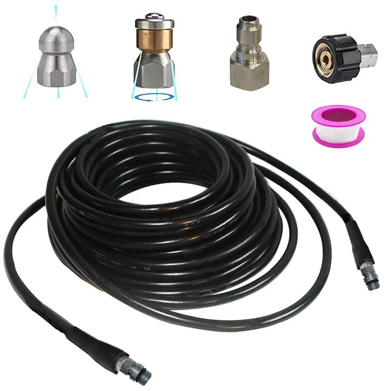 

High-Pressure Car Washer Water Outlet Rubber Hose Explosion-Proof Dredging Pipe Rat Set Sewer Cleaning Pipe