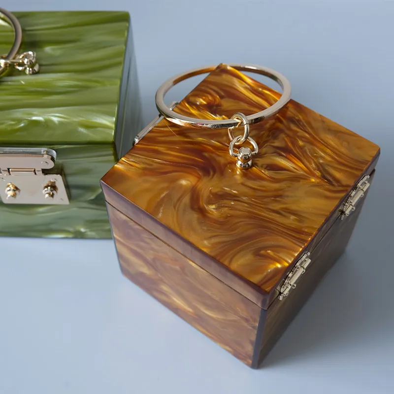 Модная вечерняя сумка для женщин Милые Акриловые сумочки зеленого золотого