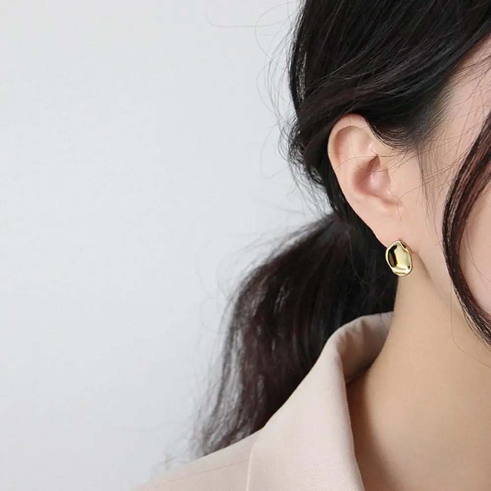 E Jewelry Серьги гвоздики из стерлингового серебра 925 пробы Позолоченные гладкие