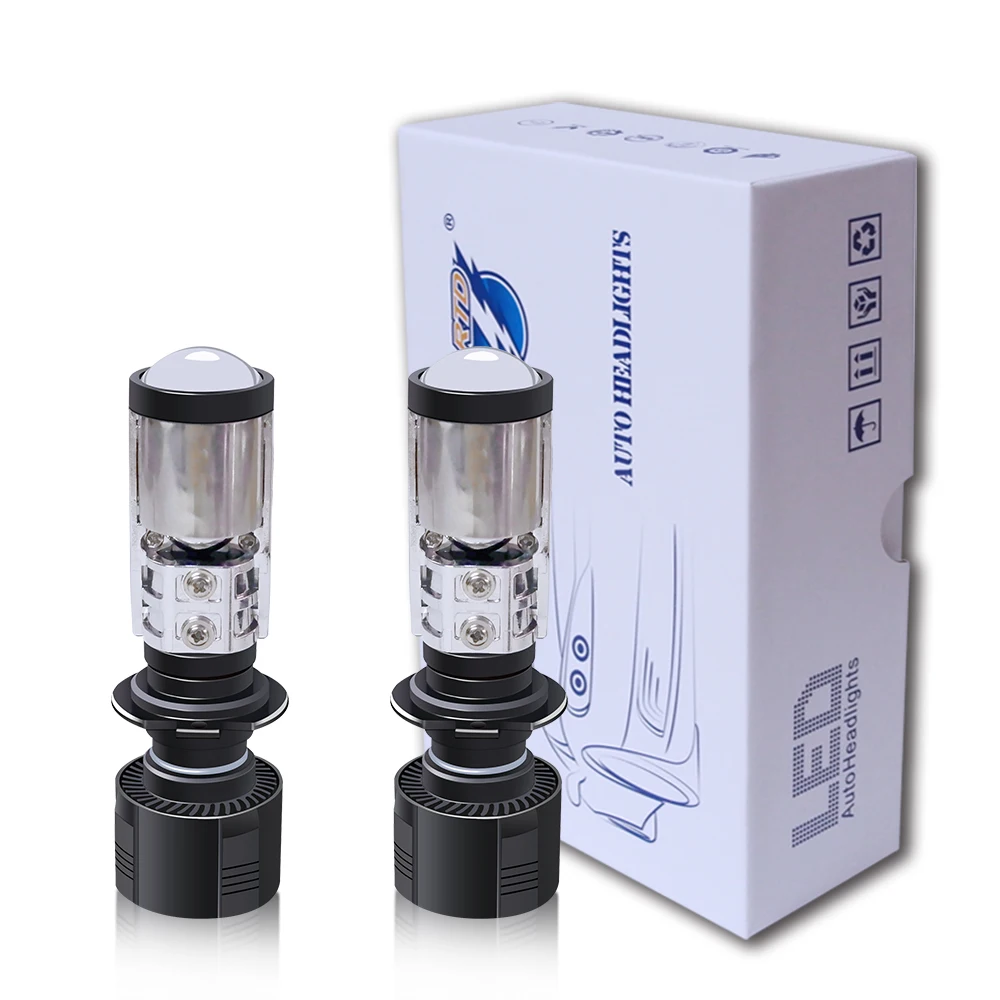 Мини светодиодсветильник фары H4 прожекторные линзы светодиодные лампы Bi