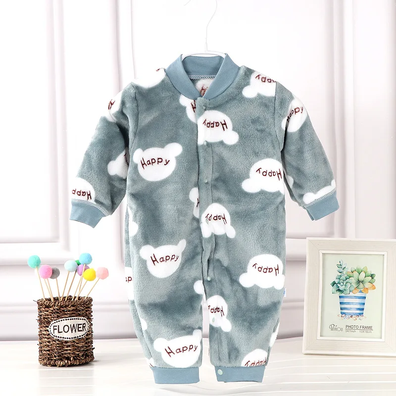 

Baby Boys Girls Romper Flannel Long Sleeve Cartoon keep warm Jumpsuit Infant Clothing winter Newborn Baby Clothes