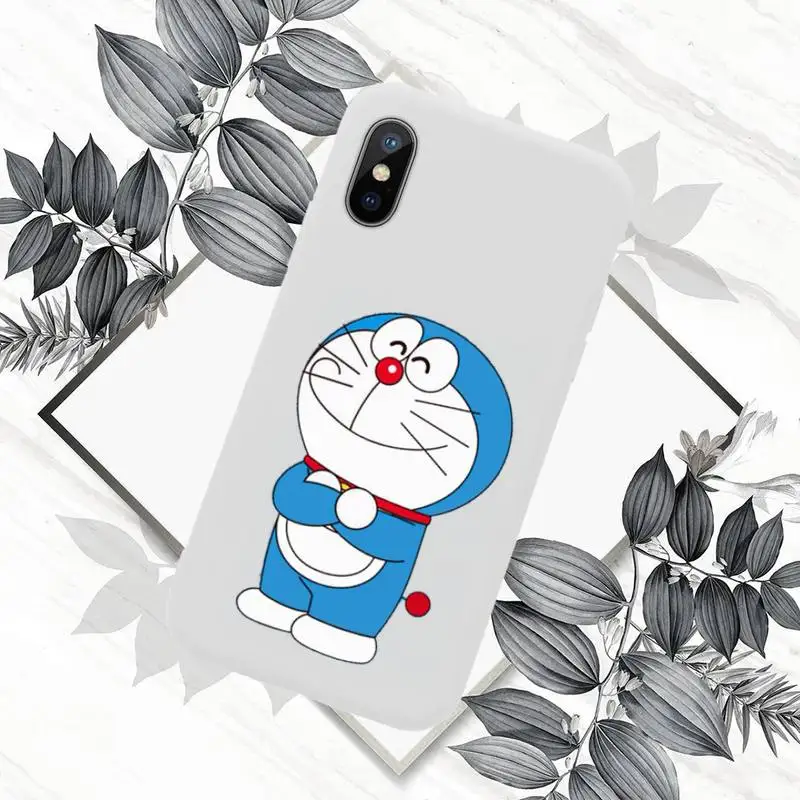 

Cute Cartoon Doraemon Robot cat Phone Case Candy Color for iPhone 6 7 8 11 12 s mini pro X XS XR MAX Plus