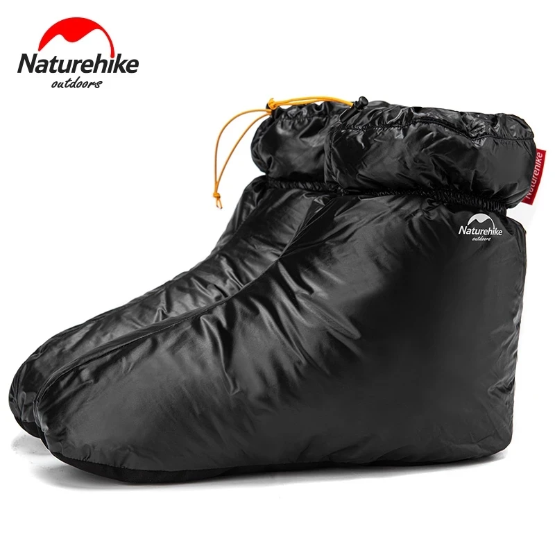 Naturehike Goose Down Socks Camping Heating Shoes Cover Winter Warmth Skiing Feet Cover Windproof Men Women Black Glove