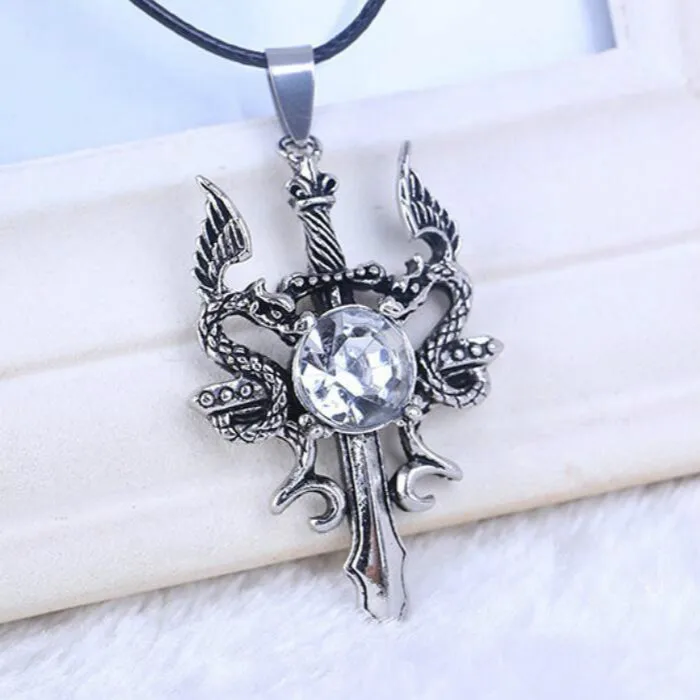 Винтажное ожерелье с подвеской в виде дракона Стразы металлическое хрустальный