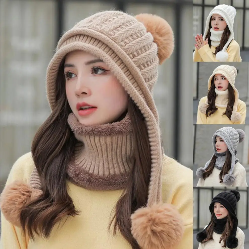 

Hat Scarf Casual Super Soft Neck Protection Ear Protection Fleece Lining Hat Scarf for Beach Beanies Scarf Hat Scarf