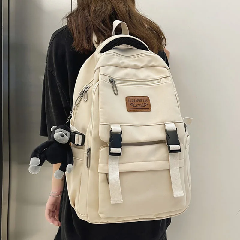 

Minority Design Solid Color College Student Schoolbag Large Capacity Waterproof bag Women Lovely Backpack Teenage Girl Rucksack