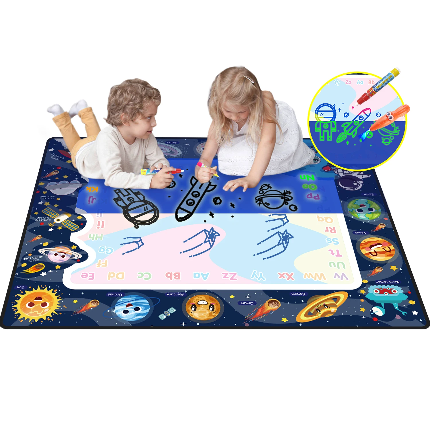 Детский волшебный водный коврик и Флуоресцентные Ручки многоразовый для