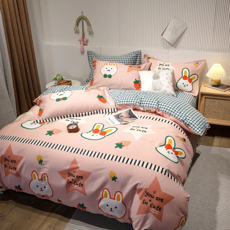 

Four-Piece Bed Sheet, Duvet Cover, Pillowcase, 100% Cotton, Comfortable At Home, Bedding, Stylish And Simple