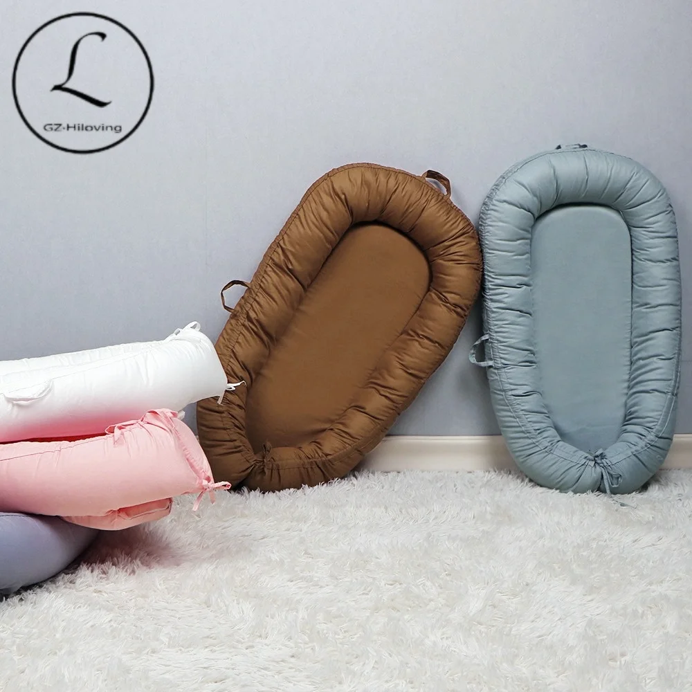 90*50 New Baby Nest Bed  Solid Color Baby Folding Bed Soft Lace Edge Comfortable Baby Bed Newborn Toddler Lvyoucuabn
