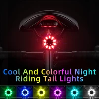 rockbros aluminum bicycle rear light colorful rechargeable safety warning tail lamp waterproof mtb road bike light accessories