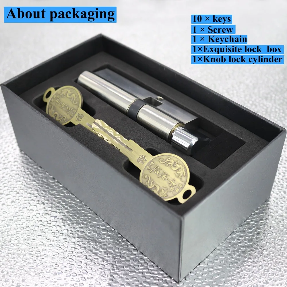

Door cylinder 65 70 75 80 85 90 100mm Security Copper Lock Core Security door Handle Brass 10 Keys Anti-Pry Stainless Cylinder