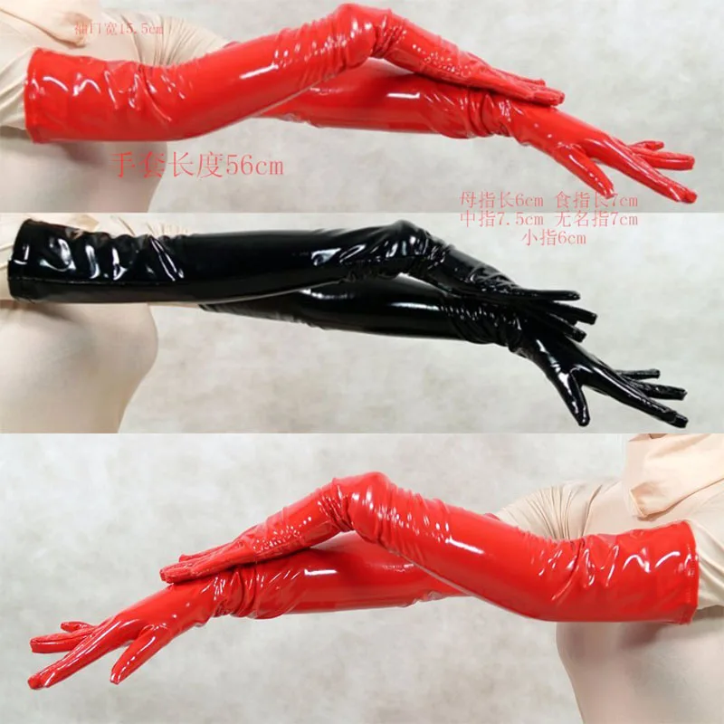 Оптовая продажа перчатки из ПВХ винила лайкры спандекса черные/красные унисекс