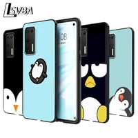 cute lovely penguin silicone phone case for huawei p30 p20 p40 lite e pro p smart z plus 2019 p10 p9 lite black cover