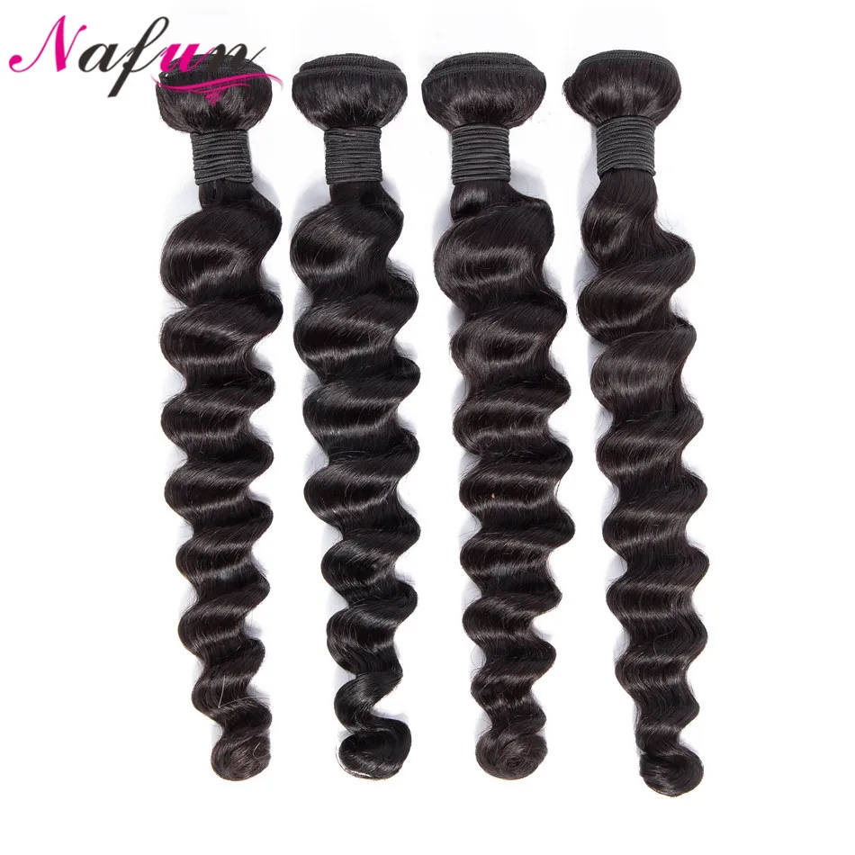 Нафун волосы Свободные глубокие волнистые пучки перуанские 3/4 не Реми