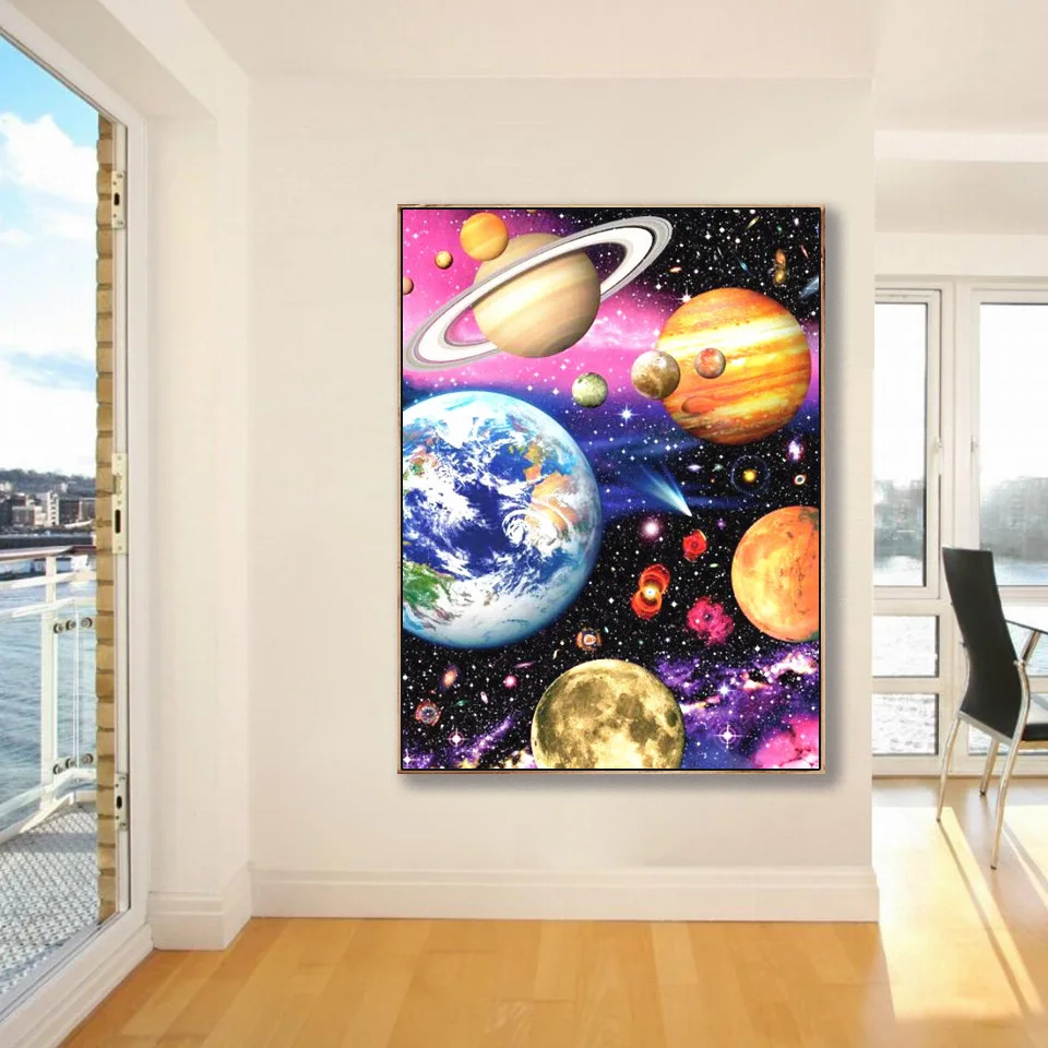 

5D DIY Diamond Painting Universe Scenery Full Square Diamond Embroidery Planet Cross Stitch Rhinestones Diamond Mosaic Kit Gift