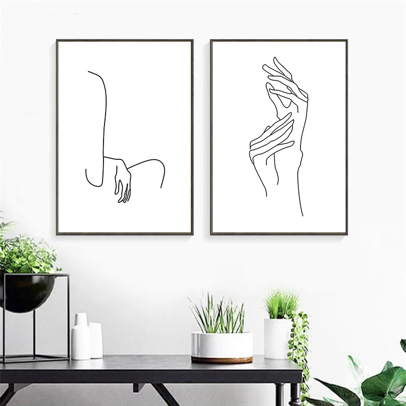 Абстрактная Дамская линия фигура картина домашний декор скандинавский Картина