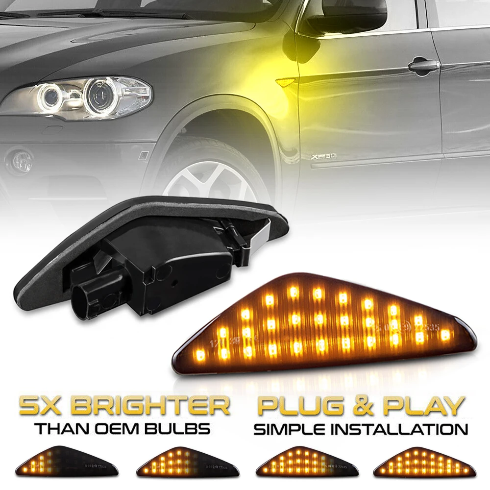 

2Pcs Dynamic Side Marker For BMW X3 F25 X5 E70 X6 E71 E72 LED Fender Light 2008-2014 Turn Signal Lamps 2009 2010 2011 2012 2013