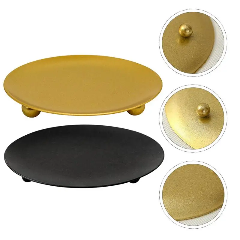 

2pcs Candle Simple Fashion Portable Delicate Plate Candlestick Holder Tray for Wedding