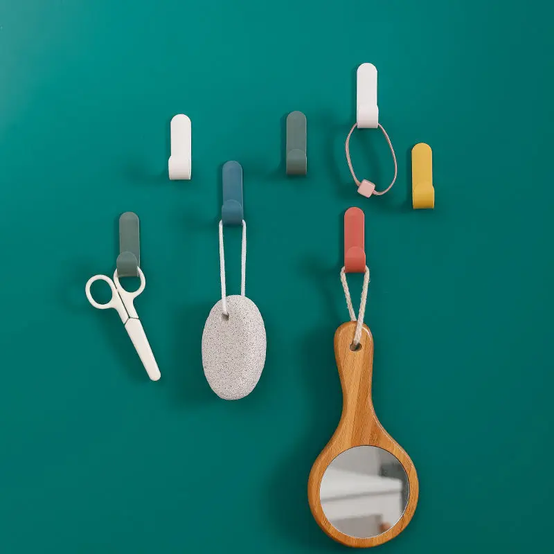 

6pcs J Shape Hook Wall-Mounted Nordic Style Punch-Free Household For Kitchen Ledroom Non-Marking Coat Hook Door Rear Sticky Hook