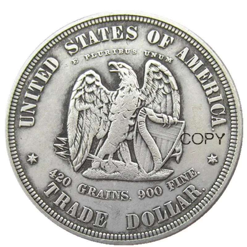 USA 1873 &quotFrowning Bust" Trade Dollar Pattern Silver Plated Copy Coin | Non-currency Coins