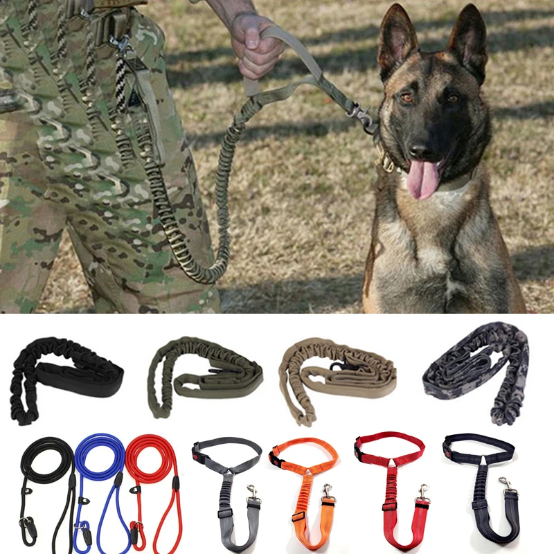 

Tactical Dog Collar Dog Leash 1000D Nylon Tactical Military Police Dog Harness Training Hunt Leash Elastic Pet Collars