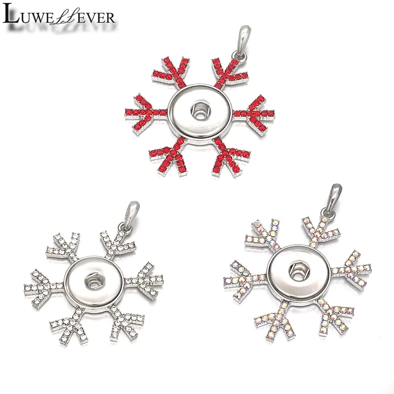 

Luwellever Snowflake Crystal Pendant Interchangeable Ginger Necklace 090 Fit 18mm Snap Button Charm Jewelry For Women Gift