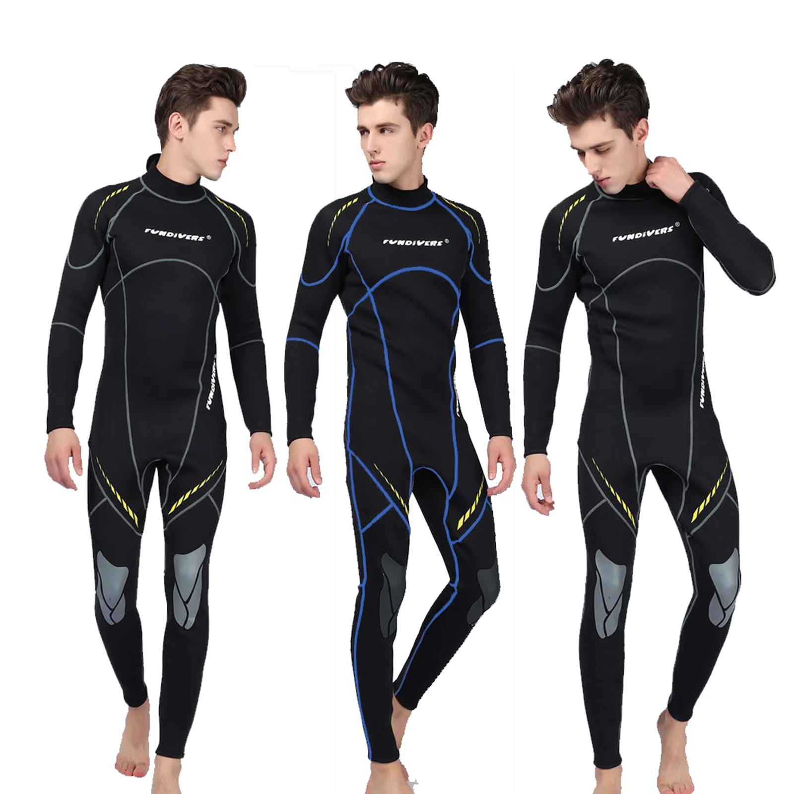 

Men's Wetsuits 3mm Neoprene Thermal Full Body Diving Wetsuit Long Sleeves Back Zipper Jumpsuit Swimsuit for Surfing Snorkeling
