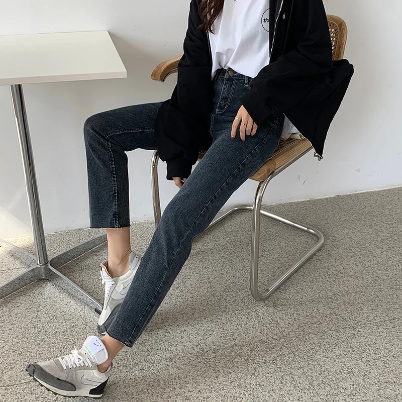 

2020 Women's High Waist Loose Comfortable Jeans Fashion Casual Straight Pants Washed Boyfriend Jeans