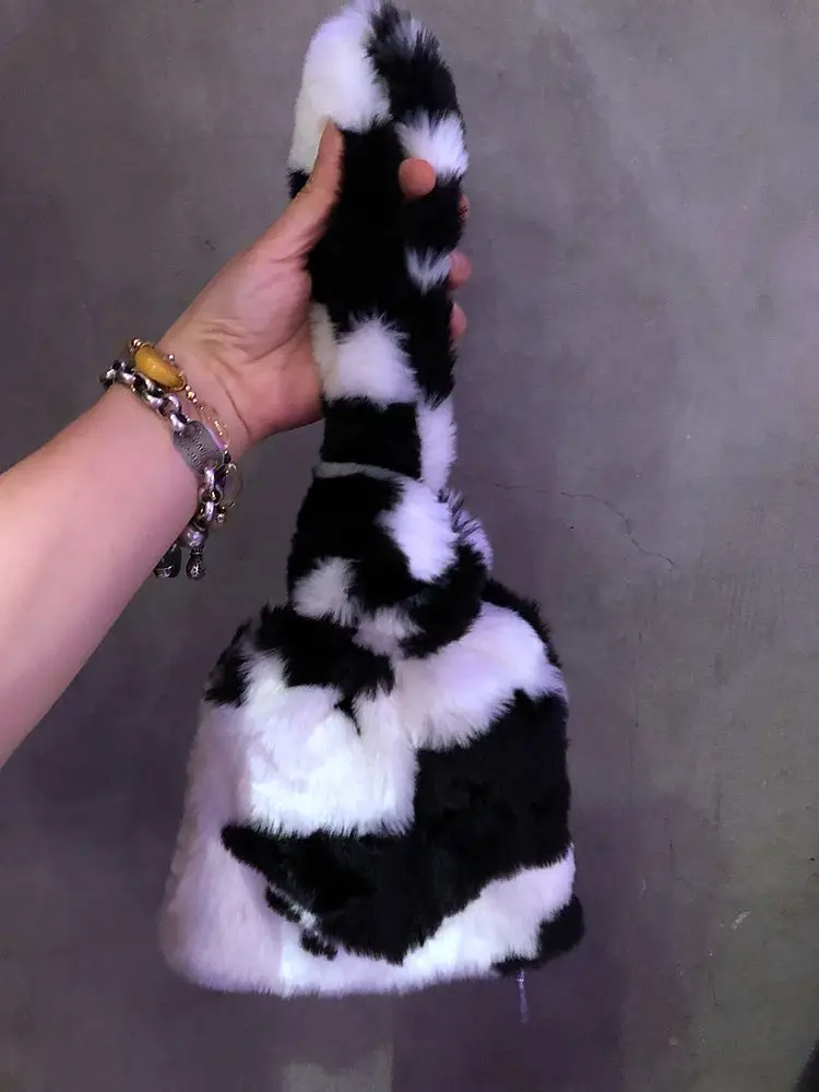 

Luxury Design Ladies Evening Clutch Purse Winter Fashion Women Faux Fur Handbags Soft Plush Cool Girls Mini Tote Shoulder Bag