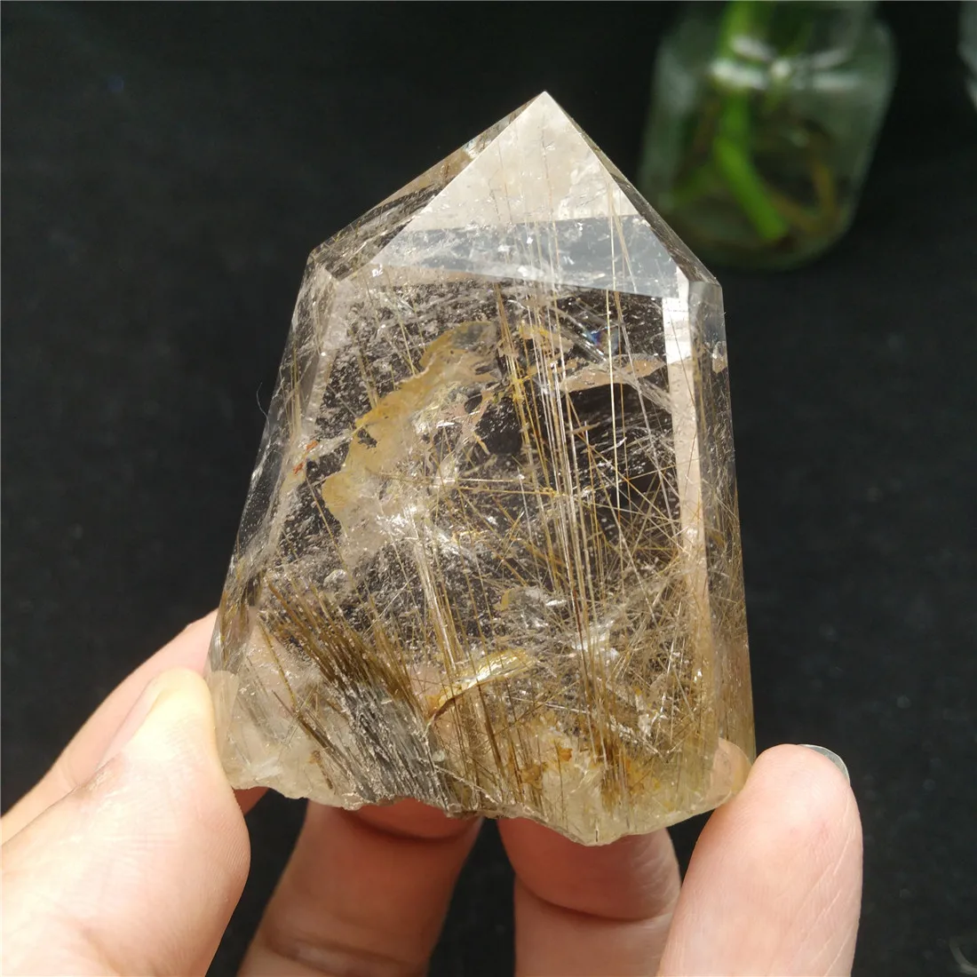 Rutile кварц точка Wicca остров камни лечебные Декор Кристальный Пьер Naturelle Cristaux