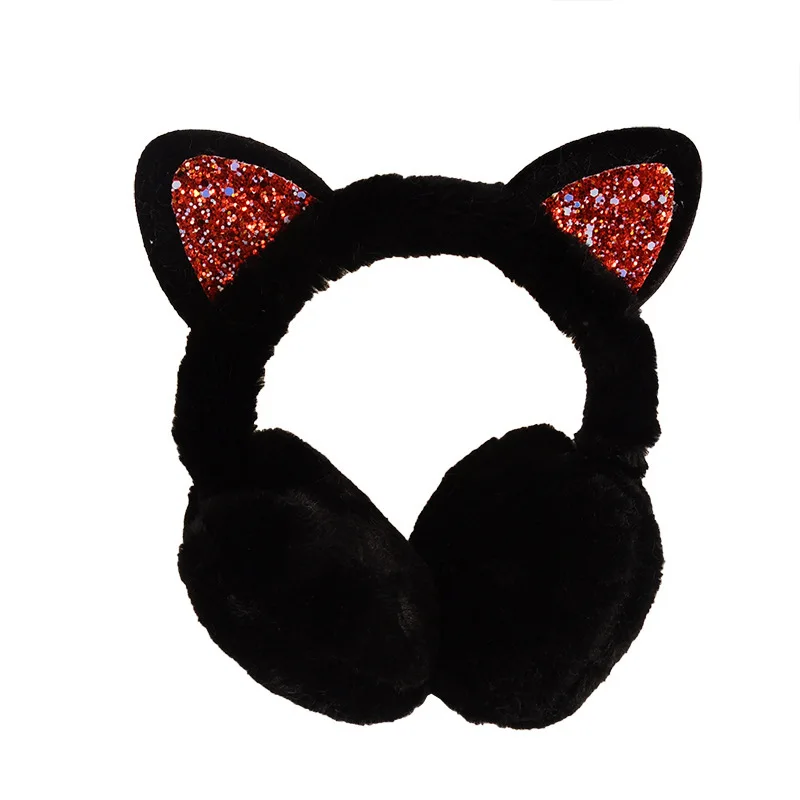 

2021 Women's Winter Warm Earmuffs Cat Earmuffs Plush Earmuffs Glitter Sequin Earmuffs Suitable For Cold Fur Earmuffs