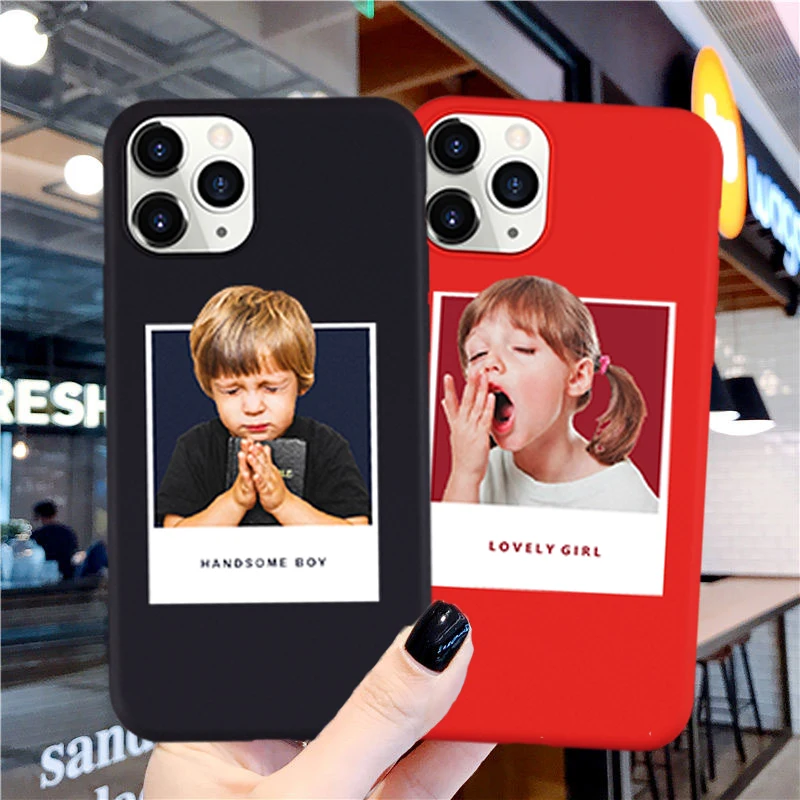 JAMULAR Cartoon Boy Lovely Girl Couple Case For iPhone 7 SE 2020 11 Pro XS MAX XR X 8 6Plus Black Red Soft Silicone Phone Cover | Мобильные