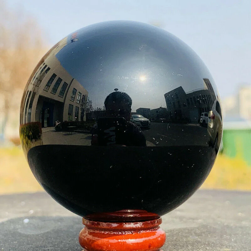 

Natural obsidian sphere crystal ball therapeutic stone + free stent