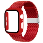 Плетеный ремешок для Apple Watch 44 мм, 40 мм, 42 мм, 38 мм, эластичный нейлоновый браслет iWatch Series 6, 5, 4, 3, 2, se, чехол из ТПУ