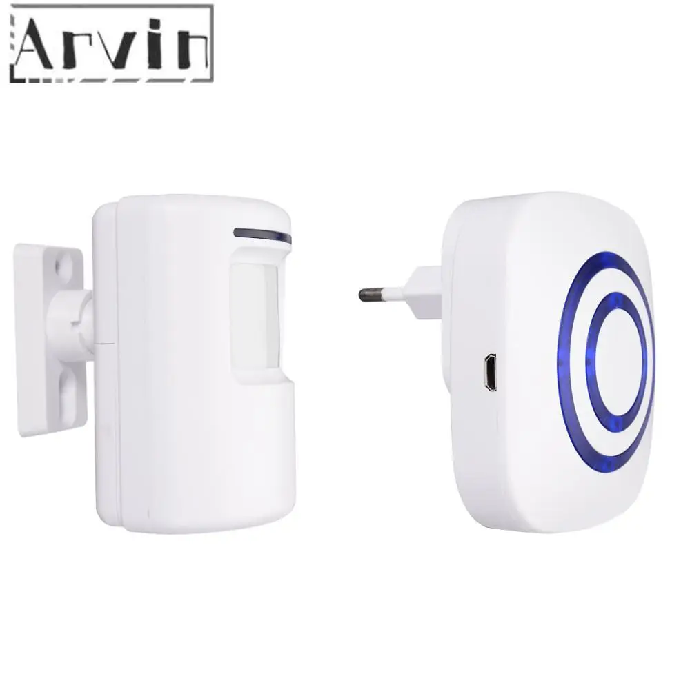 

1pcs Visitor Doorbell Wireless PIR Store Shop Welcome Motion Sensor Entry Visitor Doorbell Alarm Door Bell with EU Plug