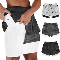 joggers shorts mens 2 in 1 short pants gyms fitness bodybuilding workout quick dry beach shorts male summer sportswear bottoms