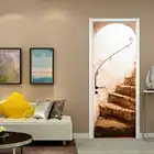 3D лестницы деревянные двери Стикеры для мебели Декор холодильника винил двери WallpaperPoster Водонепроницаемый высокой плотности изображения Наклейки на стены 2 шт.компл.