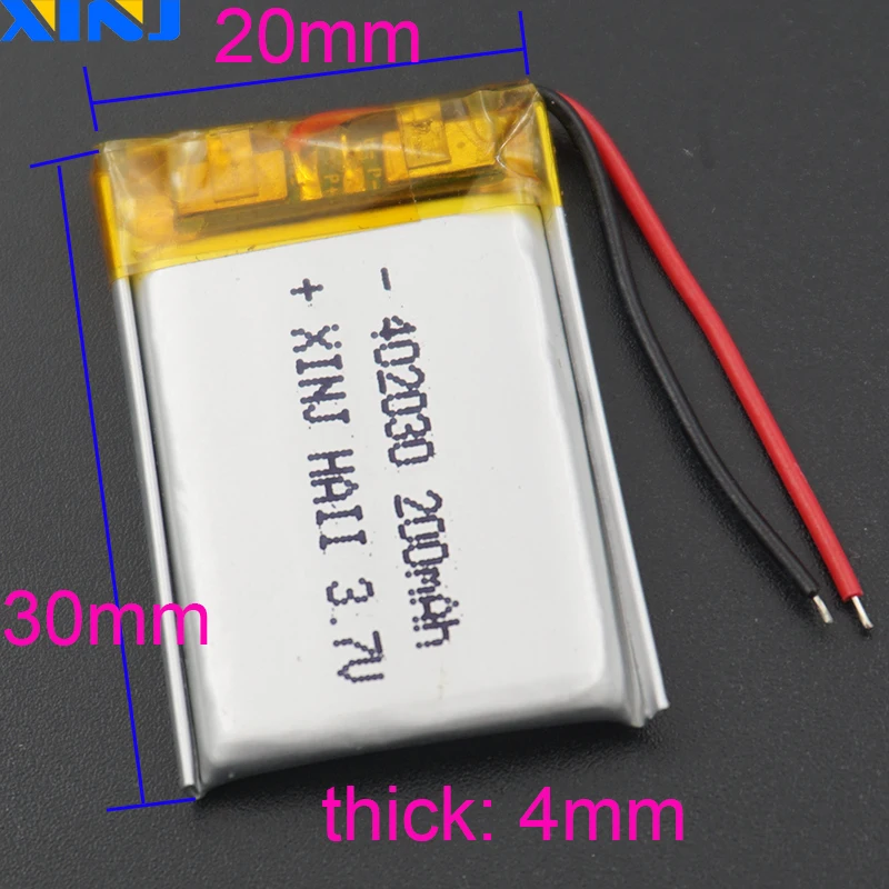 XINJ 10 шт. 3 7 в 200 мАч полимерный литиевый аккумулятор Lipo Cell 402030 для MP3 музыкального