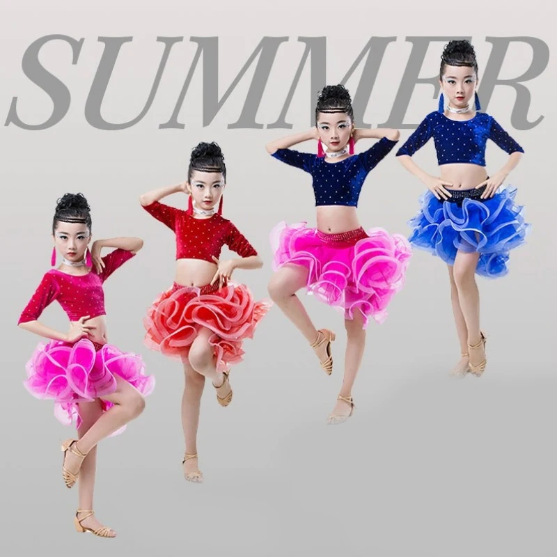 Children's short-sleeved Latin dance practice performance clothing new style girls Latin dance skirt Latin competition clothing corpus scriptorum historiae byzantinae volume 44 latin edition