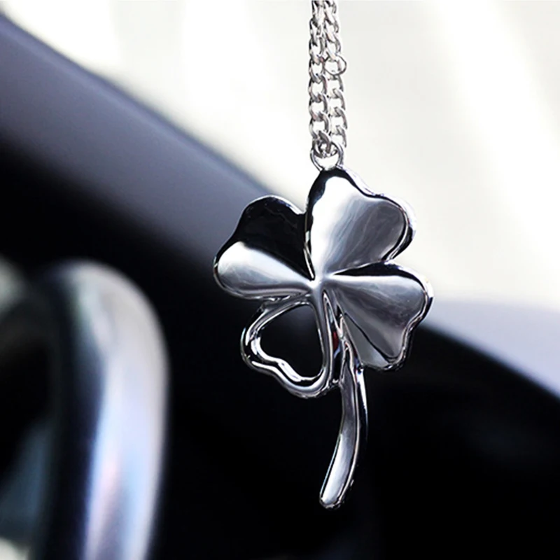 

Fashion Romantic Four Leaf Clover Modern Art Style Alloy Car Interior Accessories Rearview Mirror Decoration Accesorio Coche