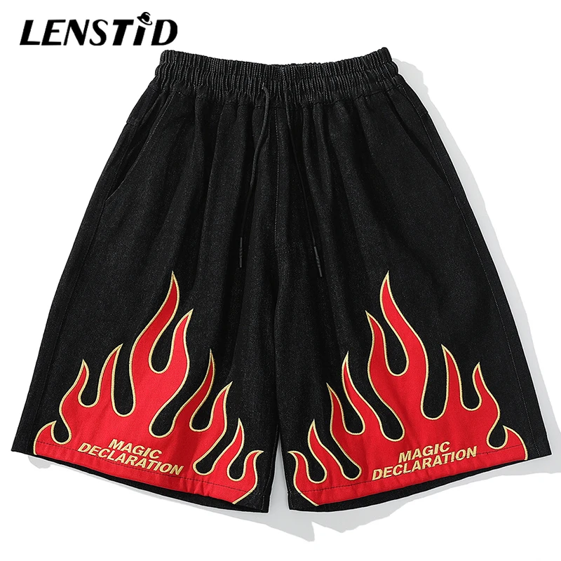 Мужские Мешковатые джинсовые шорты LENSTID повседневные свободные в стиле хип-хоп с