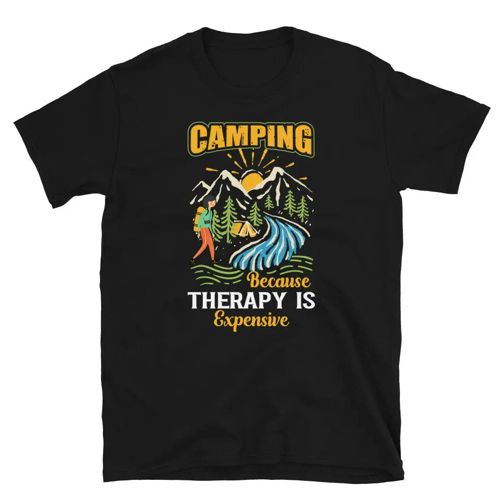 

Camping Therapy Vintage Design Camping Novelty T-Shirt Men's T-shirt