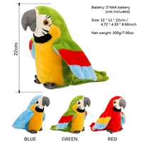 electric talking parrot plush toy cute speaking record repeats waving wings bird stuffed plush toy kids birthday gift squids