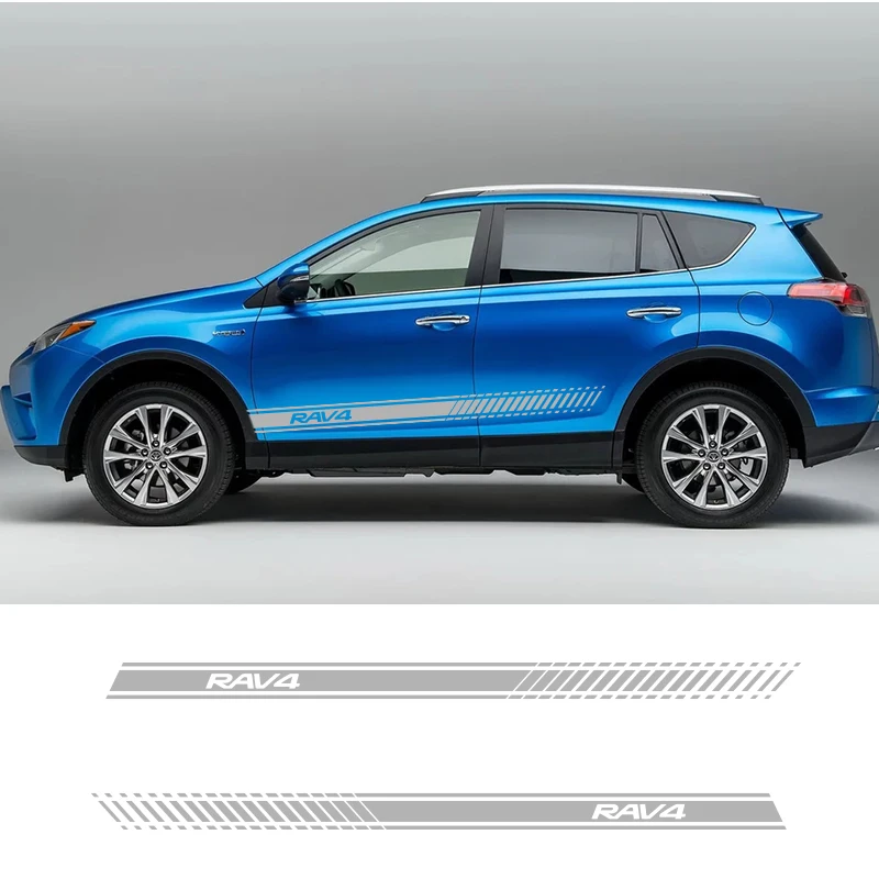 

2 PCS RAV4 Car Side Stripes Side Skirts Graphics Vinyl Sticker Decals Racing Sport Car Stickers For Toyota RAV4