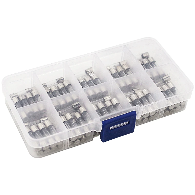 

100Pcs Set 5x20mm Quick Blow Glass Fast-blow Glass Fuses 0.2A 0.5A 1A 2A 3A 5A 8A 10A 15A 20A Tube Fuse Assorted Kits for RPI