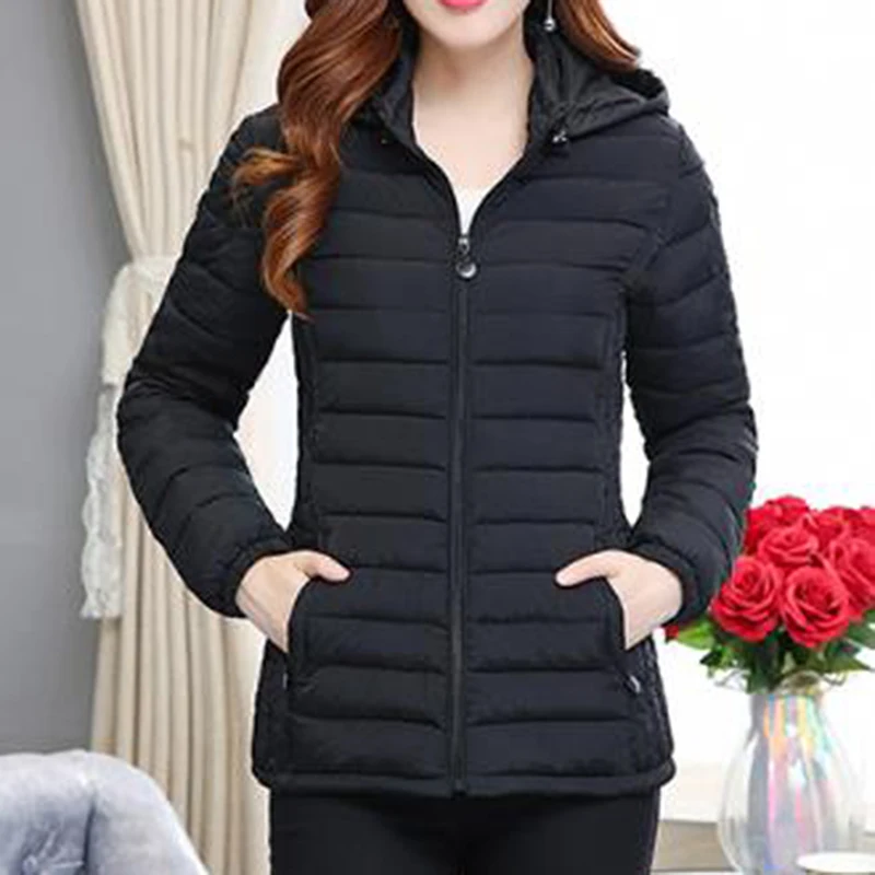 

Autumn Winter Women Basic Coat Female Slim Hooded Cotton Coats Casual Female Short Parkas Feminina