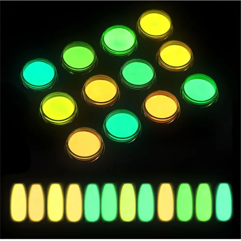 Ультратонкая флуоресцентная пудра для ногтей 12 коробок/набор неон фосфор